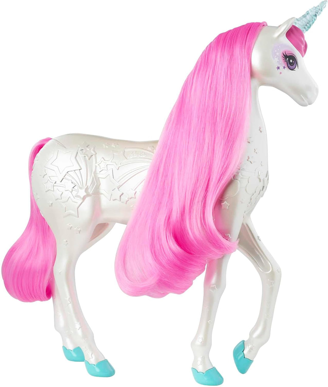 Barbie Einhorn, Dreamtopia Brush 'N Sparkle Unicorn, Barbie Zubehör mit magischer Bürste für 4 Licht