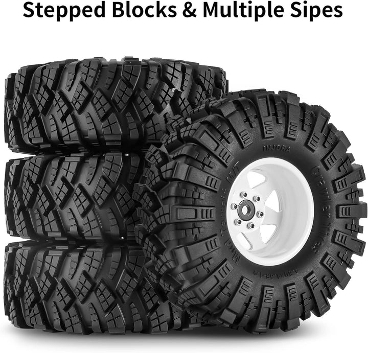 INJORA 1.9 Schlamm Reifen Sat Offset -8.9mm Beadlock Felge für 1/10 RC Crawler Auto Axial SCX10 9004