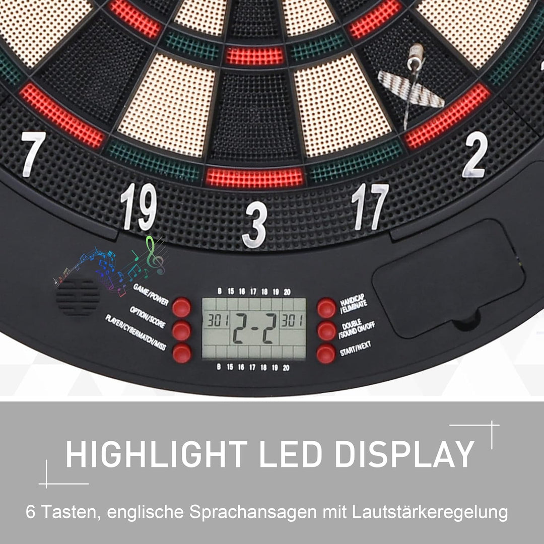 HOMCOM Elektronische Dartscheibe mit Tür Soundeffekte Dartboard Dart-Set mit automatische Wertung 6