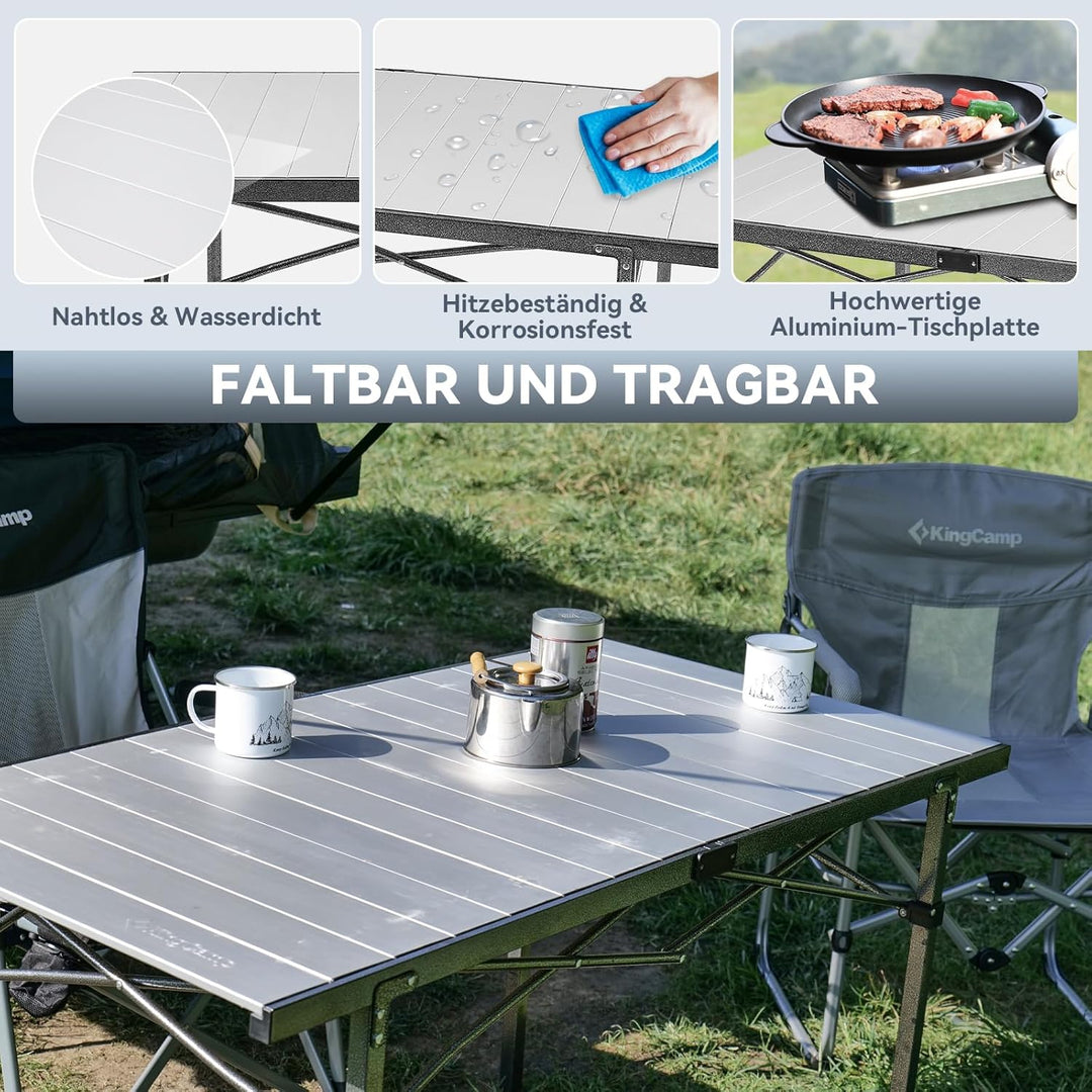 KingCamp Campingtisch Klapptisch Gartentisch Leichtgewicht für 4-6 Personen Silver, Silver