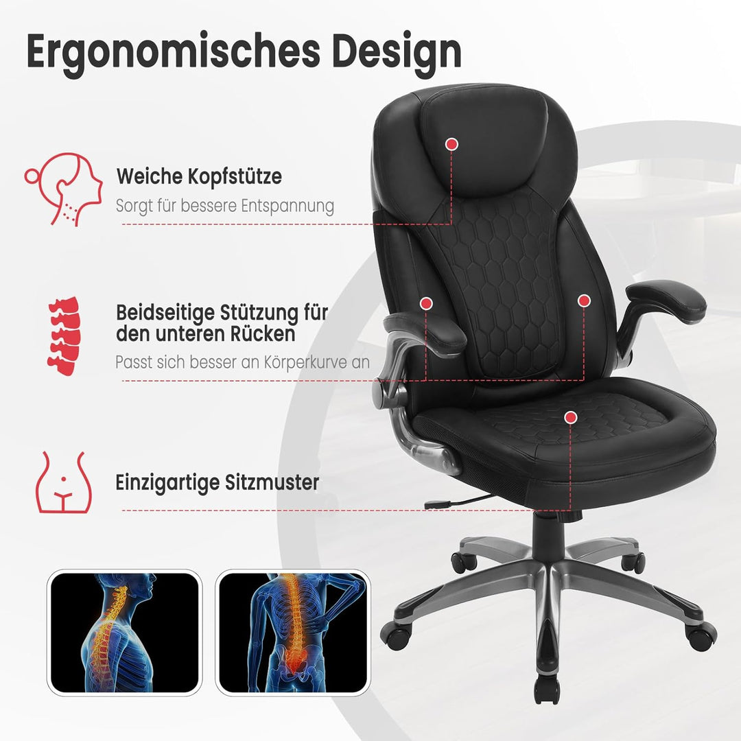 WOLTU Bürostuhl 200kg Belastbarkeit, Schreibtischstuhl ergonomisch, Chefsessel mit Kopfstütze Armleh