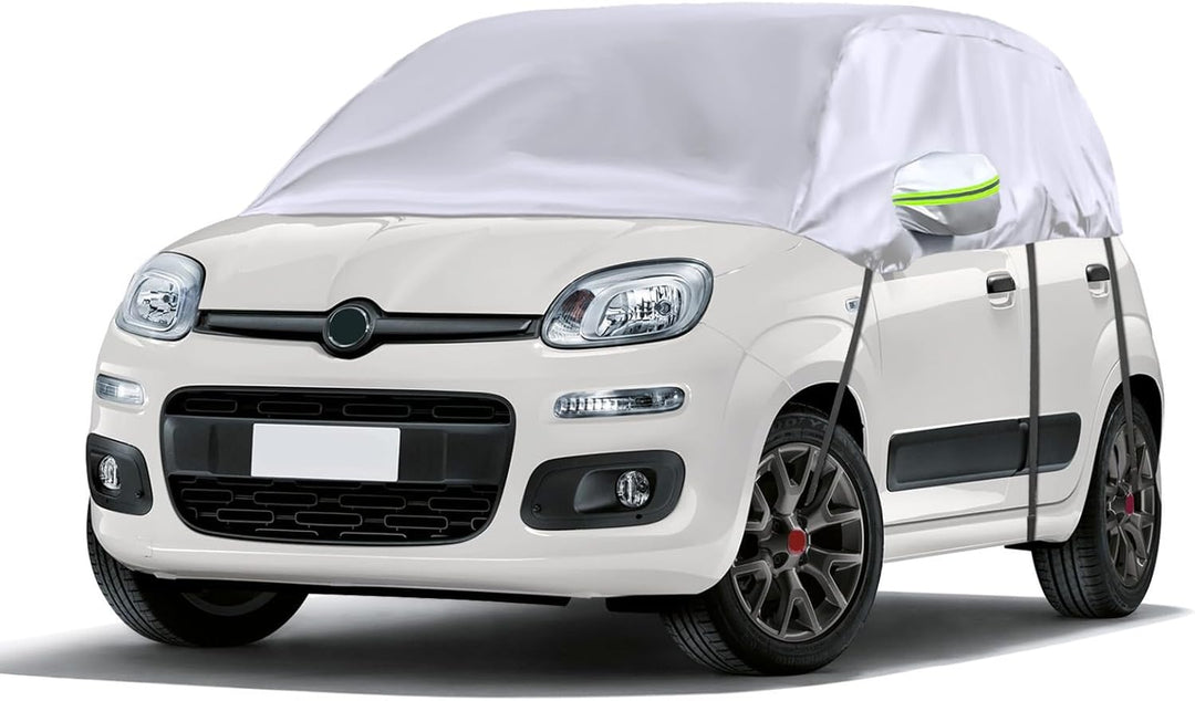 Opaltool Halbgarage für 2003-2023 F-iat Panda, Silberne Massgeschneidertes Autogarage Softtop Halbab