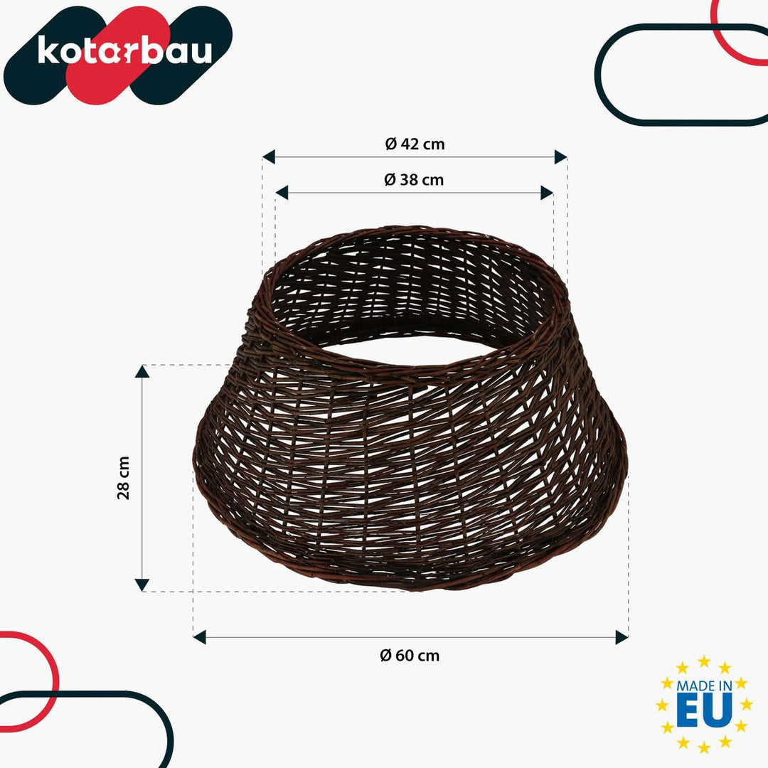 KOTARBAU® Weihnachtsbaum Rock aus Weide Ø 60 cm, Dunkel Braun Christbaumständer aus Rattan Natur, We