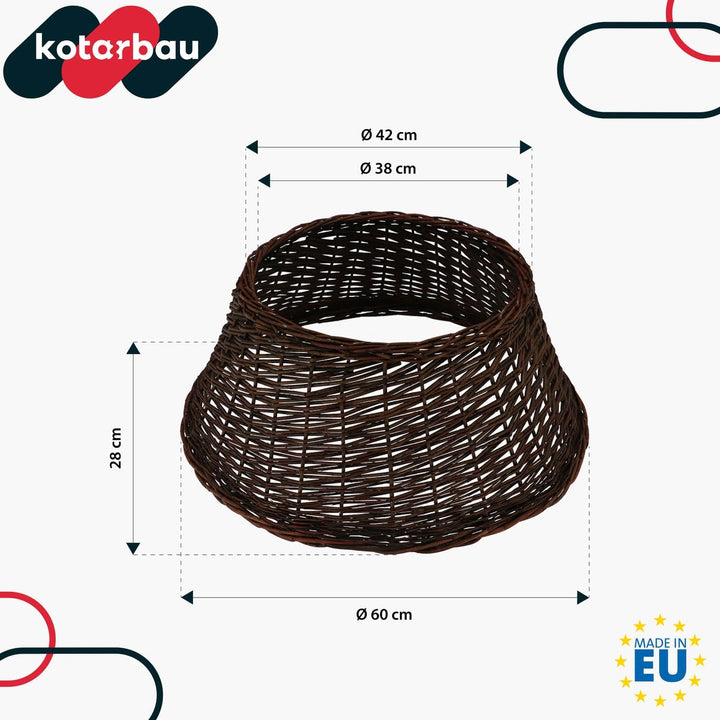 KOTARBAU® Weihnachtsbaum Rock aus Weide Ø 60 cm, Dunkel Braun Christbaumständer aus Rattan Natur, We