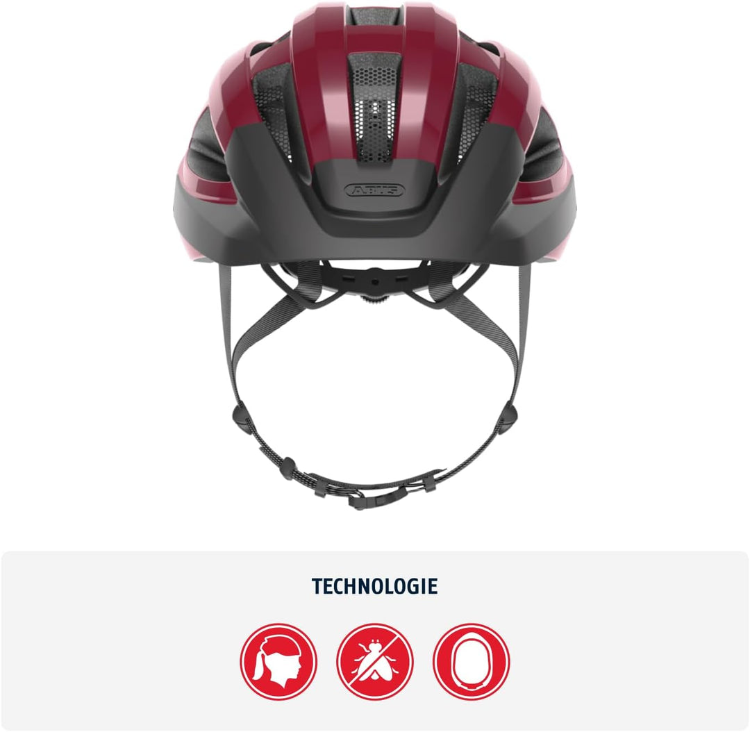 ABUS Rennradhelm Macator - sportiver Fahrradhelm für Einsteiger - auch für Zopfträger/-innen - für D