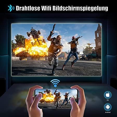 Beamer, Full HD 1080P 9500 Lumen Beamer 5G WiFi Bluetooth Beamer Unterstützung 4K Video, LED Heimkin