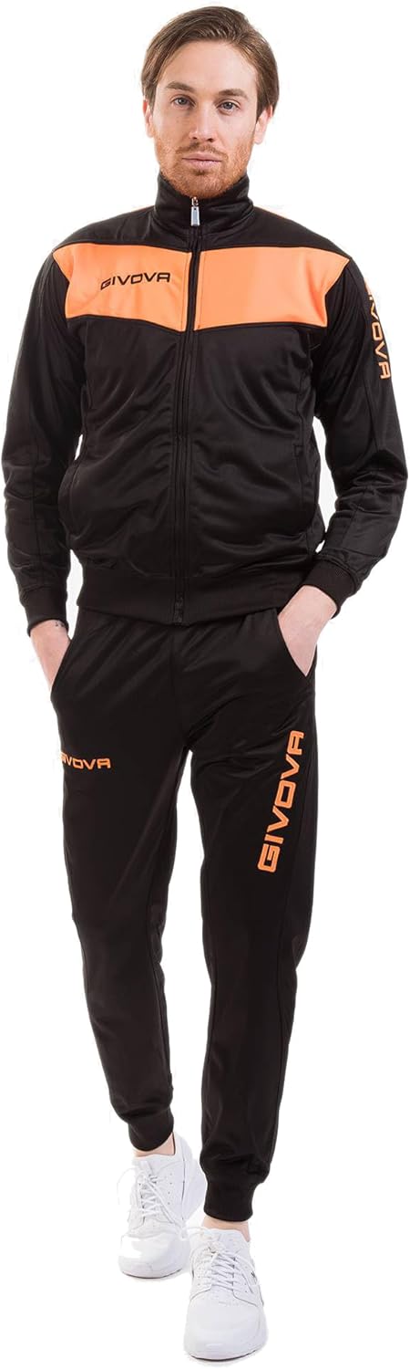 Givova Unisex Kinder Visa Fluo Sportset, Schwarz/Neonorange, L