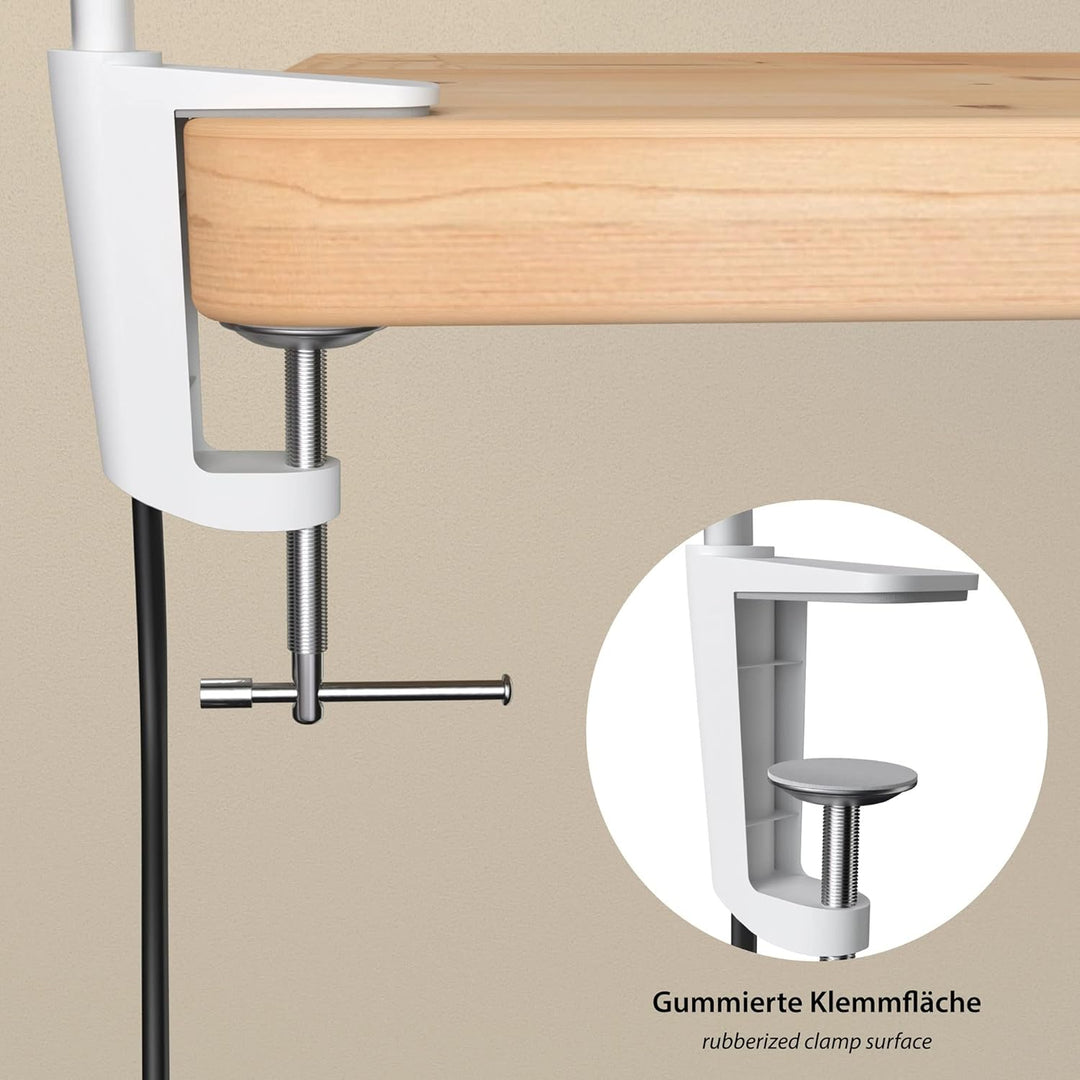 ledscom.de Klemmlampe, Schwanenhals KLUK, Schalter, weiss matt, 1x GU10 max. 60W, 2 Stk. 2 Stück (1e