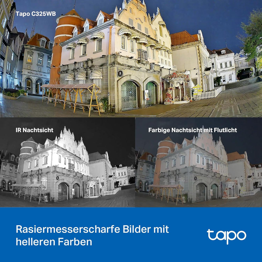 Tapo C325WB Überwachungskamera Aussen, ColorPro Nachtsicht, Objektiv mit Superblende, 2K Hochauflösu
