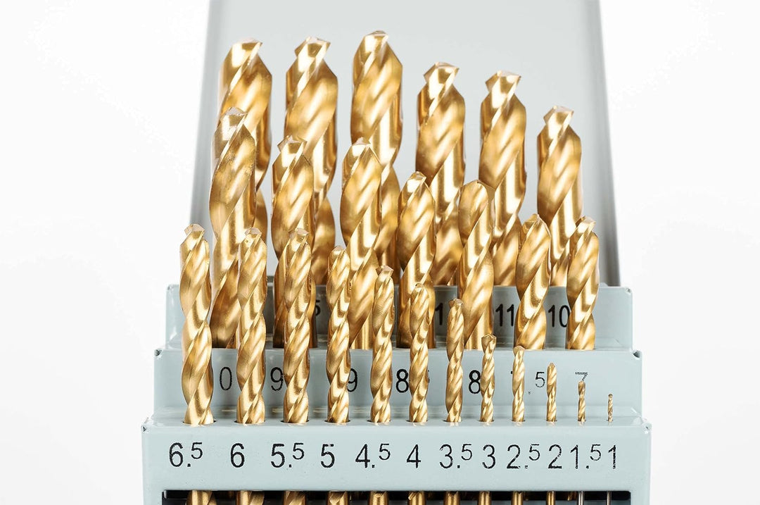 GSR Spiralbohrer Set, 25-teilig, Stahlbohrer Satz nach DIN 338, HSS-G TiN Metallbohrer Set 1-13mm, G