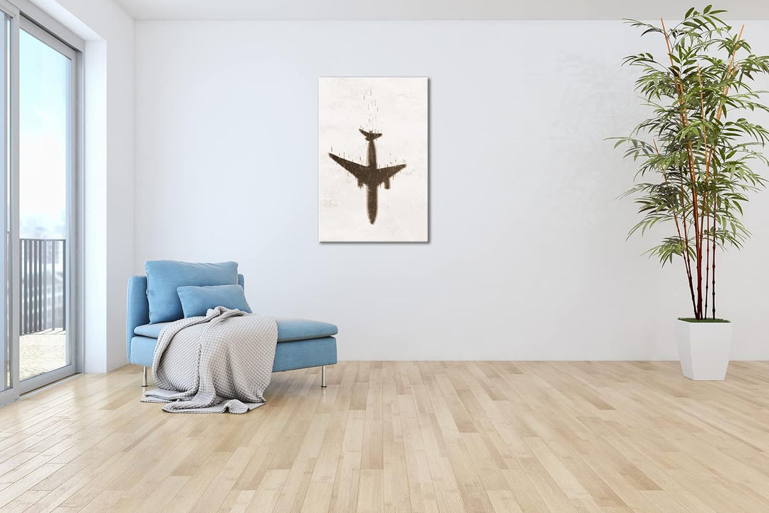 deyoli stürzendes Flugzeug Format: 80x60 Effekt: Sepia als Leinwandbild, Motiv fertig gerahmt auf Ec