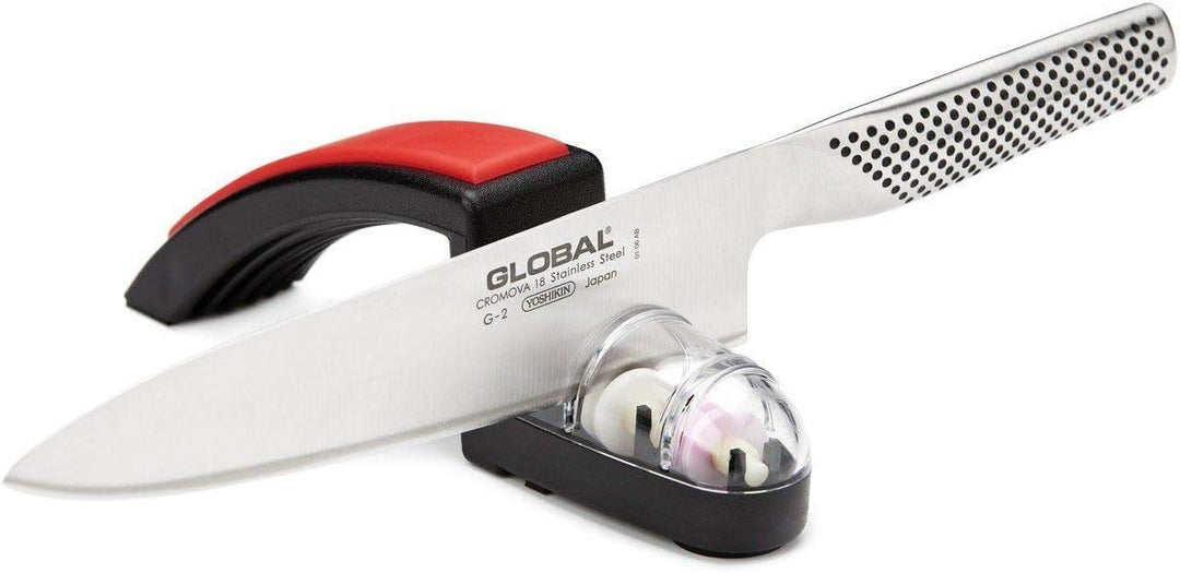 Global G-2220BR Kochmesser MinoSharp G2 + Schleifer schwarz/rot