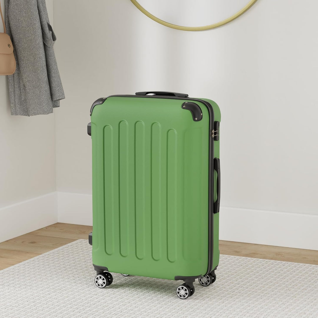 BEIBYE Zwillingsrollen Hardcase Reisekoffer Koffer Trolleys Hartschale in XL-L-M in 14 Farben (Olive