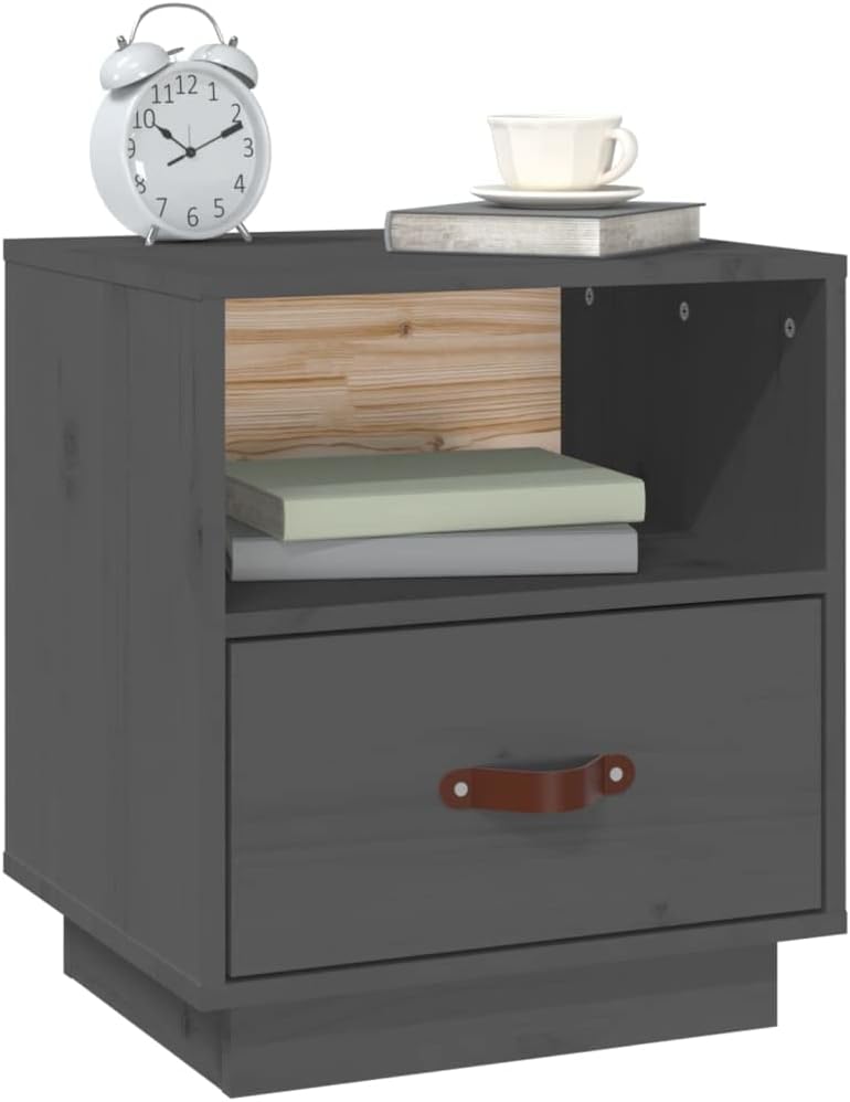 FIRBNUS Bedside Table Nachtkonsole Beistelltisch mit Stauraum Night Stand Nachttisch Grau 40x34x45 c
