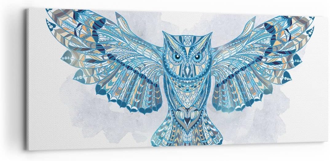 Wandbilder Dekoration Wohnzimmer Eule Flügel Tierwelt Grafik Panorama Bilder auf Leinwand 120x50cm L