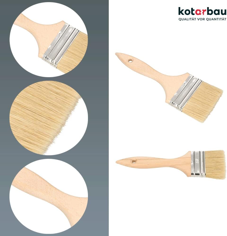 KOTARBAU® Farbpinsel Mit Holzgriff 63 mm 50 St. Alle Grössen Flachpinsel Beizen Lasur Farben Malerpi