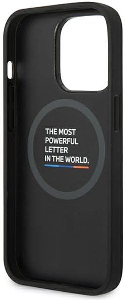 Etui BMW BMHMP14L22PTDK Hülle für iPhone 14 Pro 6,1" schwarz/Black Leather Stamp Tricolor