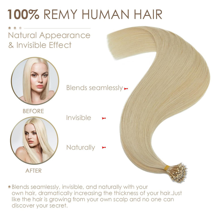 Silk-co Haarteile Echthaar Nanoring Extensions Loop Haarverlängerung 100% Human Hair Weich Natürlich