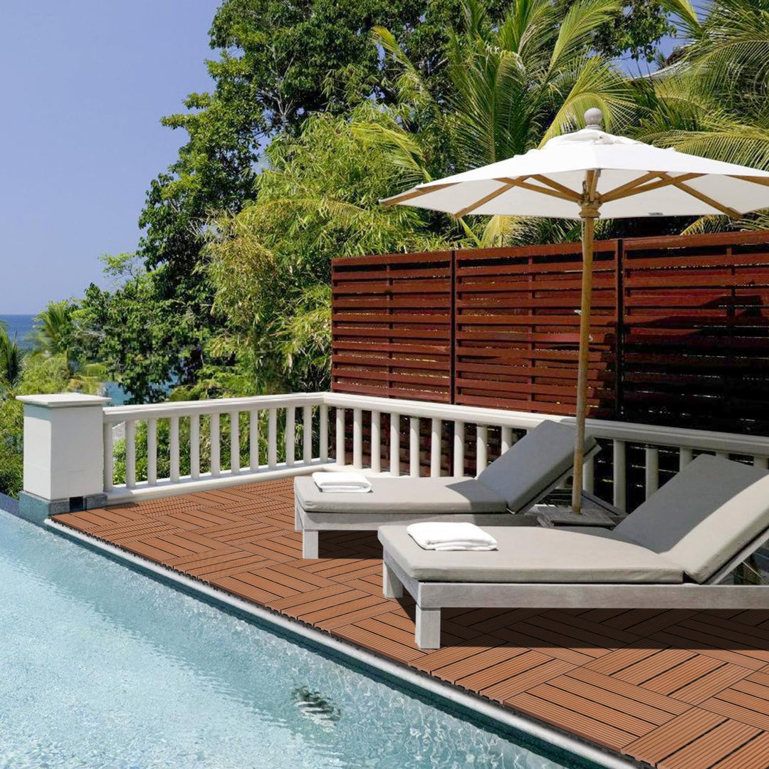 Ansobea WPC Terrassenfliesen Fliesen, 30x30 Holzfliesen 11er Set für 1m²,Balkonfliesen in Holzoptik,