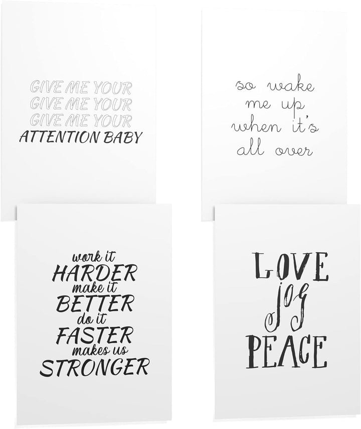 Papierschmiede® Premium Spruchposter Set 4er DIN A1, Motiv: My Favourite Songs, Lieder Texte, Typogr