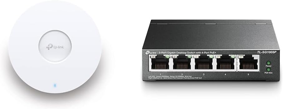 TP-Link EAP653 AX3000 Gigabit Dualband WiFi 6 WLAN Access Point mit TL-SG1005P 5-Port Gigabit PoE Sw