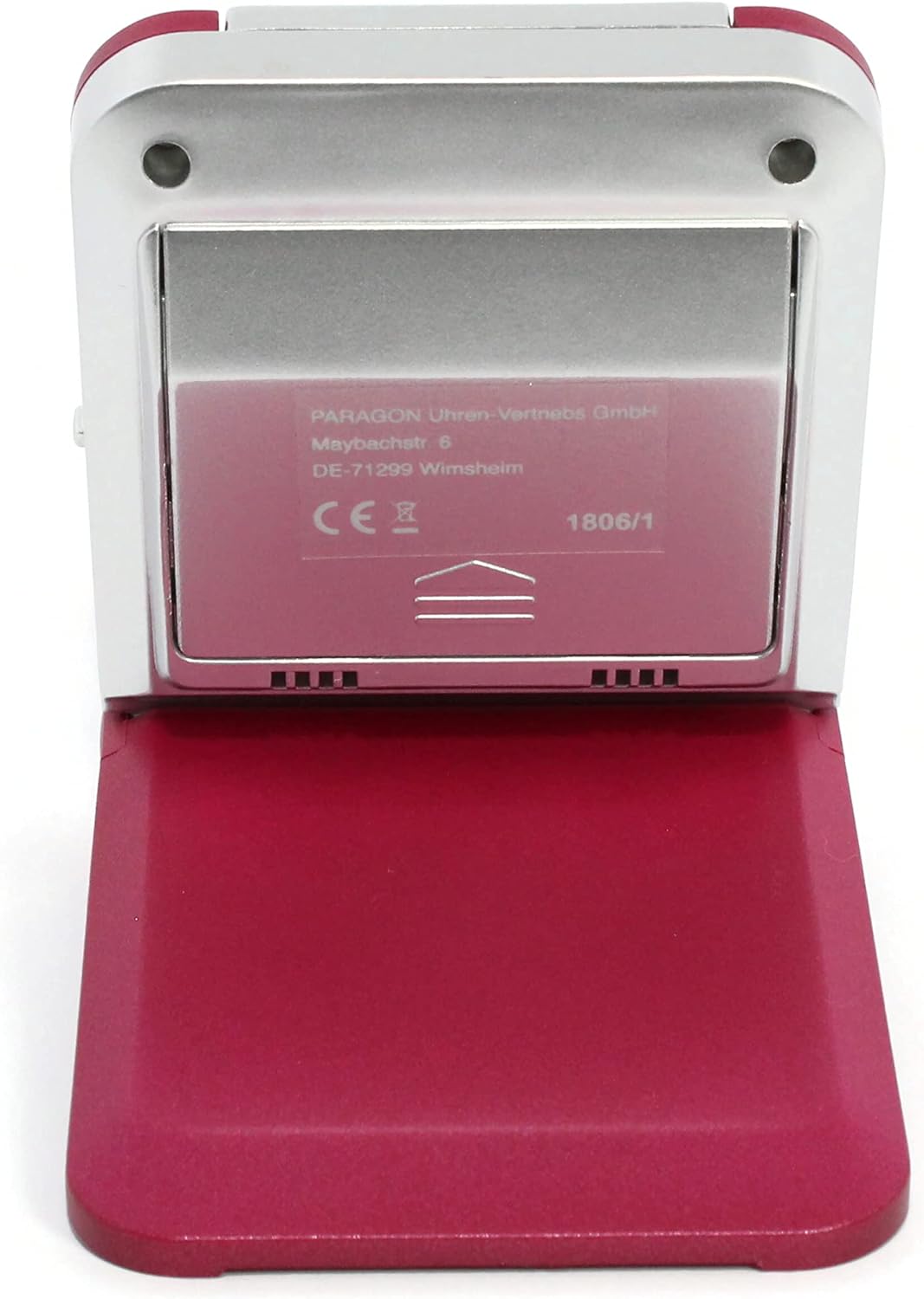 Atlanta Funkwecker Digital LCD-Anzeige Reisewecker mit Klappe Temperatur Rot - 1806/1