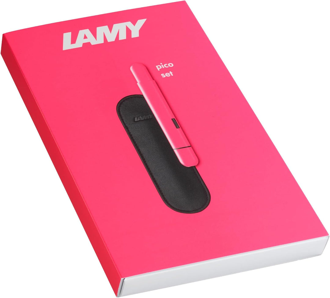 LAMY Set aus 1x pico kleiner Taschen-Kugelschreiber 288 aus Metall im Lack-Finish in neonpink und 1x