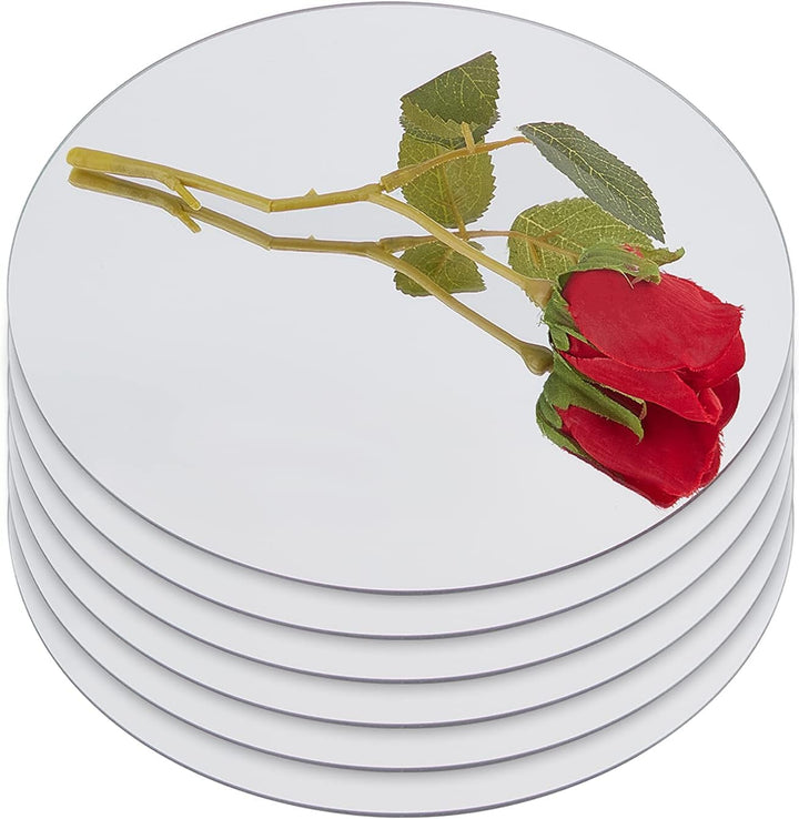 OLYCRAFT 6 Stück 20cm Runder Spiegelteller Platte Glas Runde Spiegel Tabletts Kerze Platten Kreis Sp