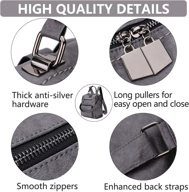 RAVUO Damen Rucksäcke,PU-Leder Rucksack Frauen Mädchen Mode Backpack Rucksack 3 Wege Reisetasche Sch