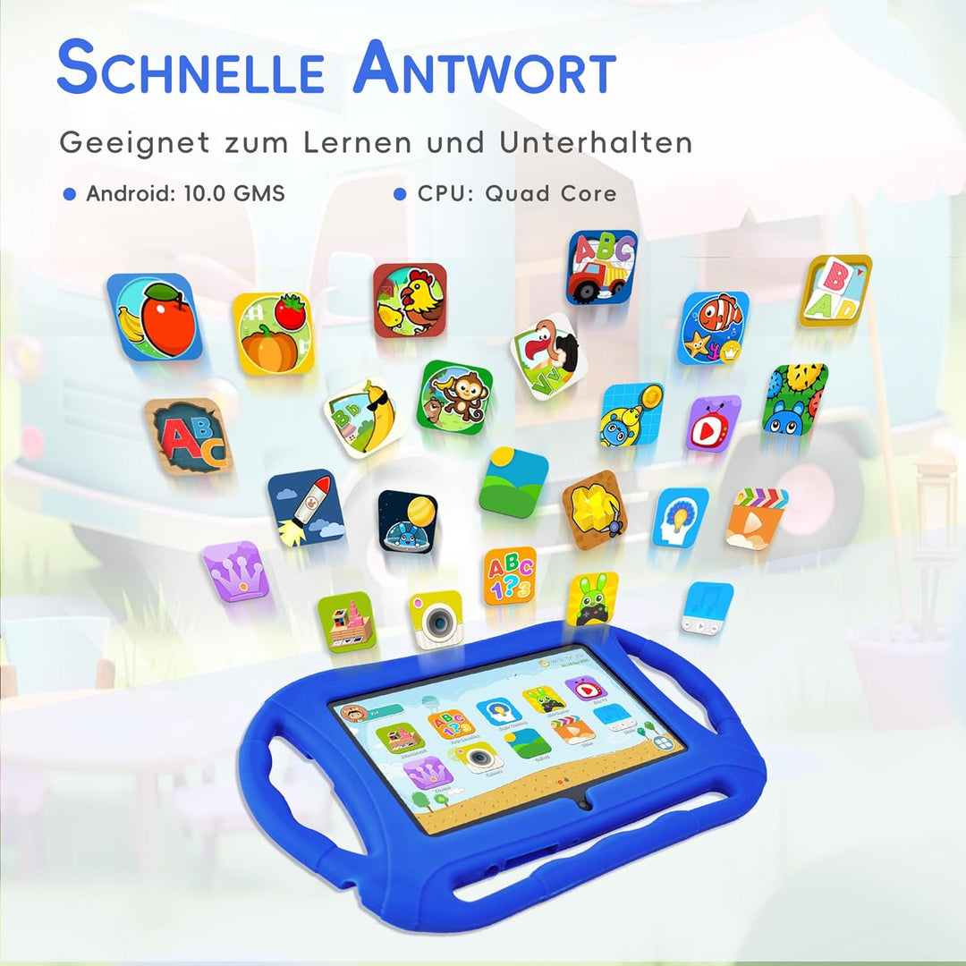 Veidoo Kinder Tablet 7 Zoll Android Tablet 32GB, WiFi, GMS, Dual-Kamera, Elterlicher Kontrolle, Lern