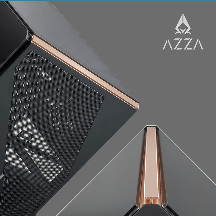 Azza Regis 902 – Luxuriöses Würfelgehäuse | Infinity RGB Panel | 3-seitiges gehärtetes Glas | CNC ge