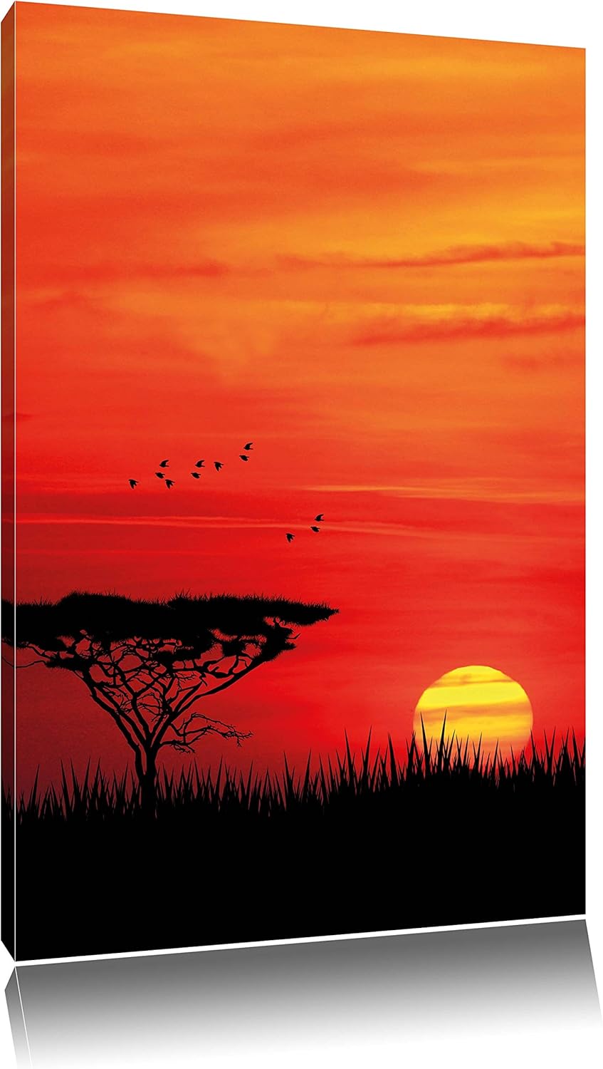 Roter Sonnenuntergang in Afrika, Format: 100x70 auf Leinwand, 100x70