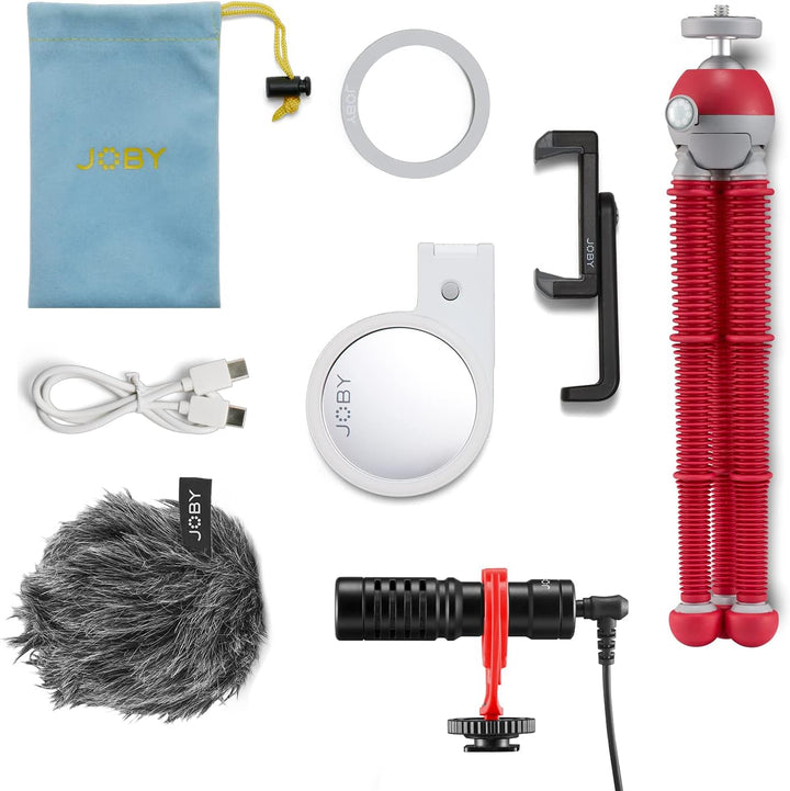 JOBY Beauty Complete Creator Kit, Podzilla Flexibles Stativ mit Smartphone-Klemme, Wavo Mobile Mikro