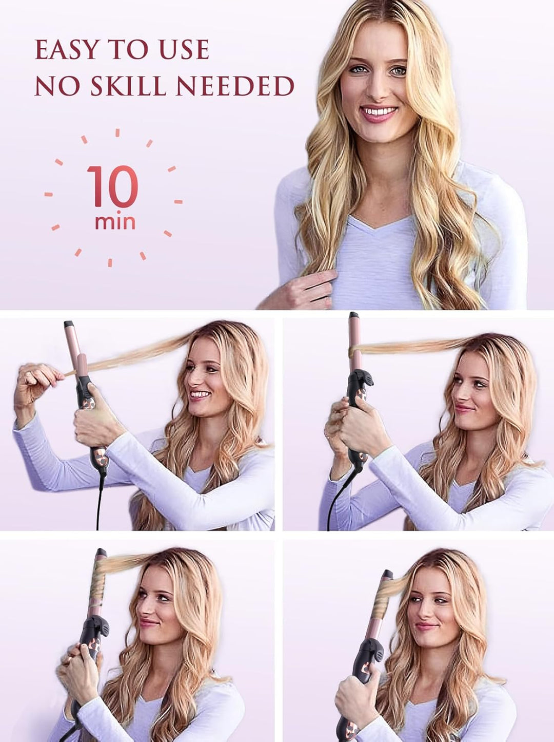 LANDOT Rotierender Lockenstab grosse Locken Automatisch: Automatischer LockenstÀbe Curling Iron 25mm