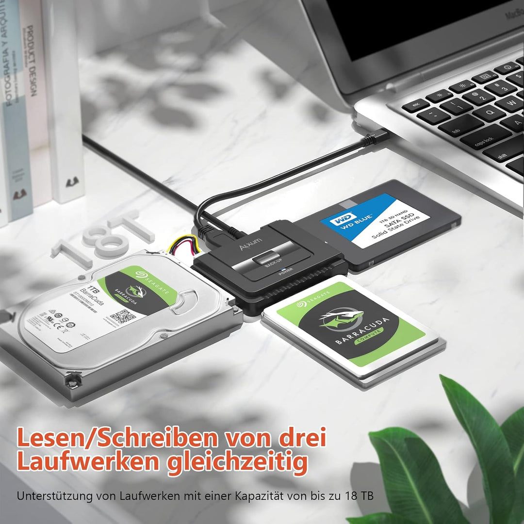 Alxum IDE SATA Adapter,USB 3.0 IDE Festplatten Adapter mit Netzschalter Adapter für 2.5/3.5 Zoll SAT