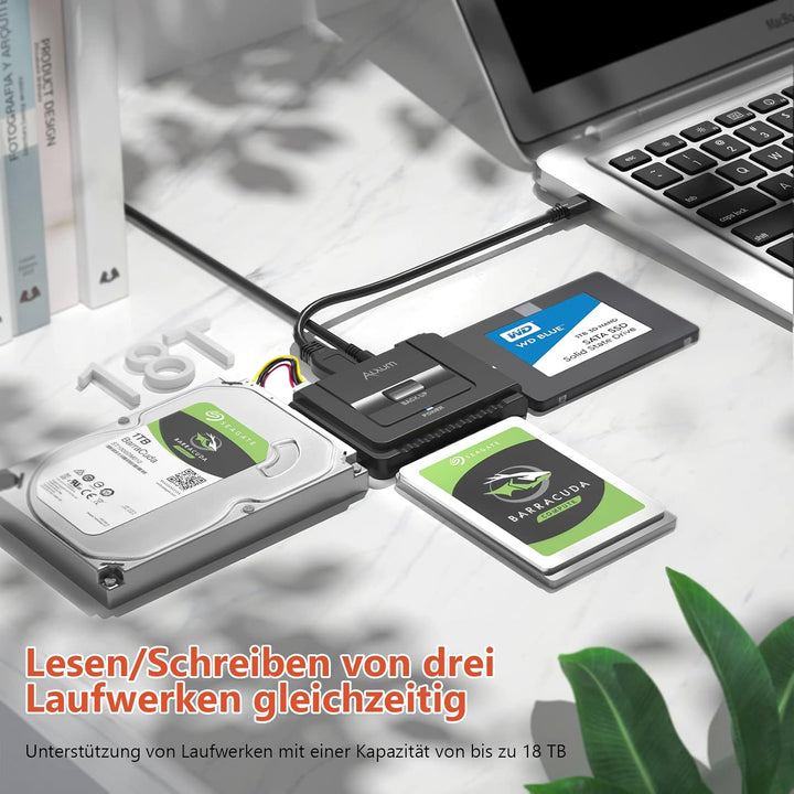 Alxum IDE SATA Adapter,USB 3.0 IDE Festplatten Adapter mit Netzschalter Adapter für 2.5/3.5 Zoll SAT