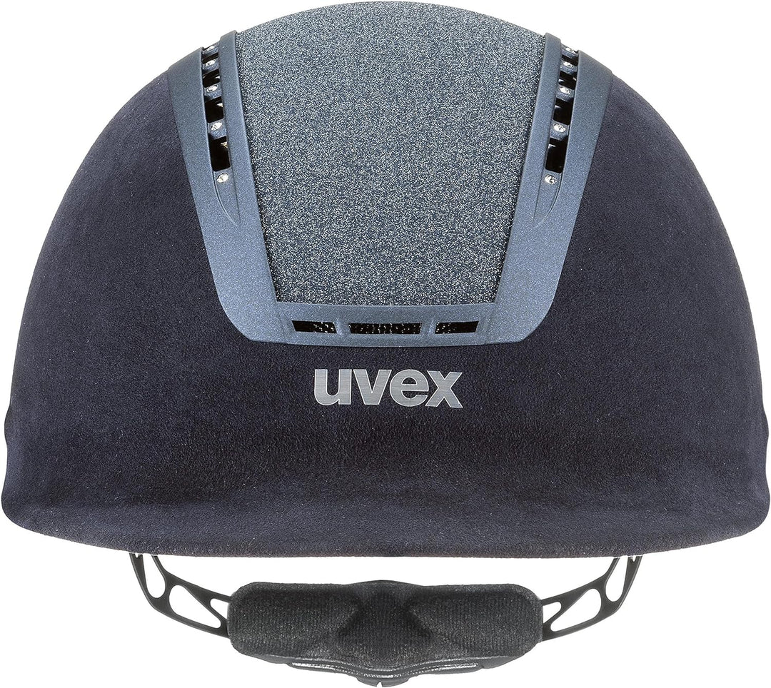 Uvex Reithelm suxxeed Glamour Blue Kristalle blau Veloursimitat Glitzereinsatz blue 55-56 cm, blue 5