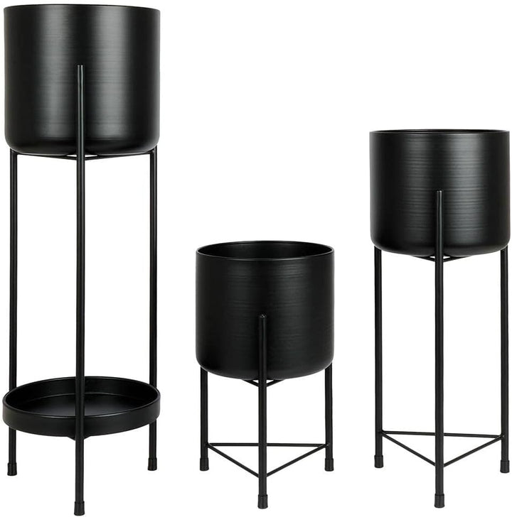 Vilde Blumenständer Blumensäule Pflanzenständer Pflanzenregal Metall schwarz/Blumentopf Übertopf auf