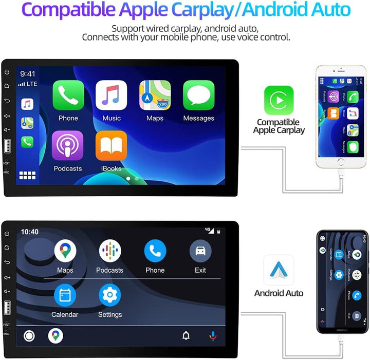 Podofo 1 Din Autoradio mit Apple Carplay und Android Auto 9 Zoll Single Din Autoradio mit Bildschirm