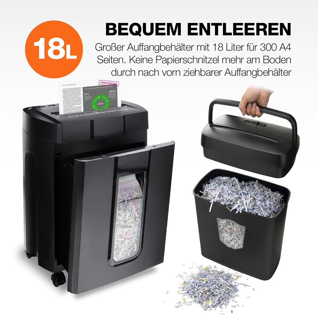 Peach Partikelschnitt Aktenvernichter - 16 Blatt - 18 Liter/300 A4 - 4 x 38 mm Partikelgrösse (P-4),