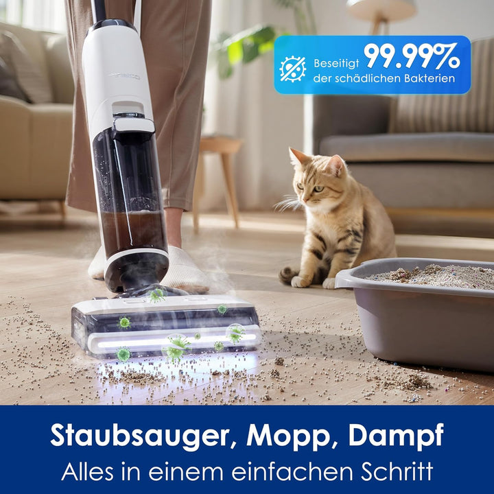 Tineco Floor ONE S7 Steam Schnurloser Dampfreiniger, Dampfmop für Verschmutzungen auf Hartböden mit