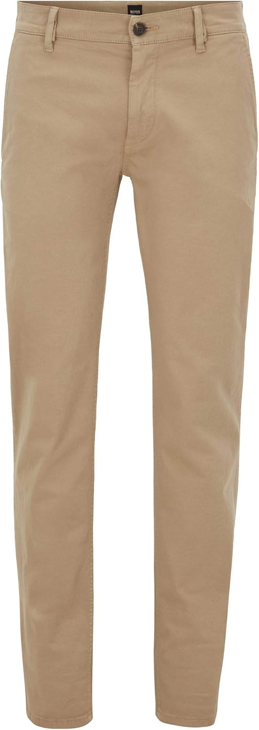 BOSS Herren Schino-Slim D Slim-Fit Hose aus elastischem Baumwoll-Satin 32 Light/Pastel Brown239, 32