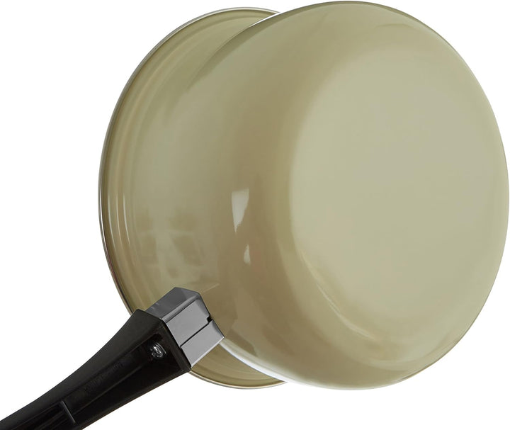 5pc Cream Bauch Pfanne Set, Antihaft-Kohlenstoffstahl, Bakelit Griffe Naturweiss, Naturweiss