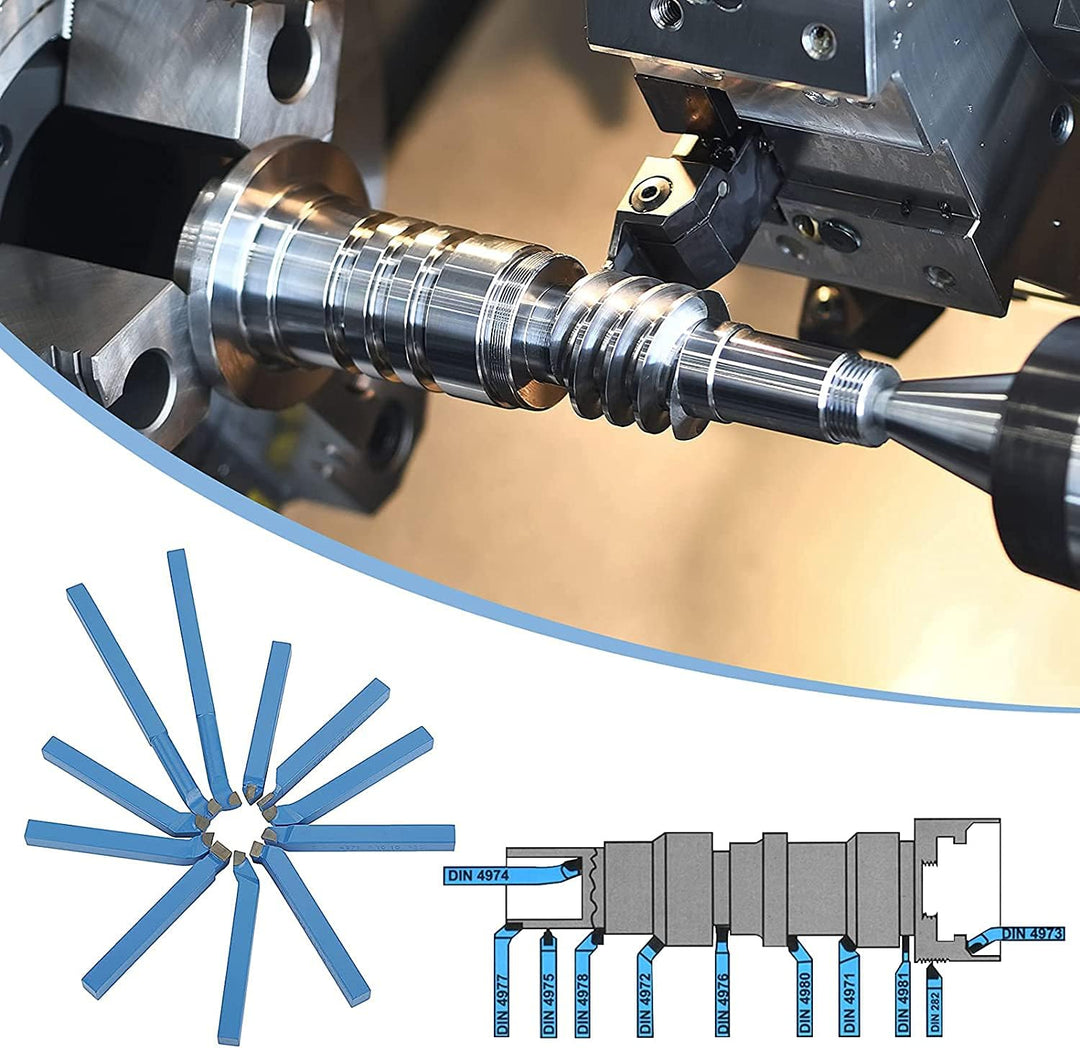 11 Stück Drehstahl mit Wendeplatten, Hartmetall Drehmeissel Satz Drehen Fräsen Schneiden Werkzeug Se