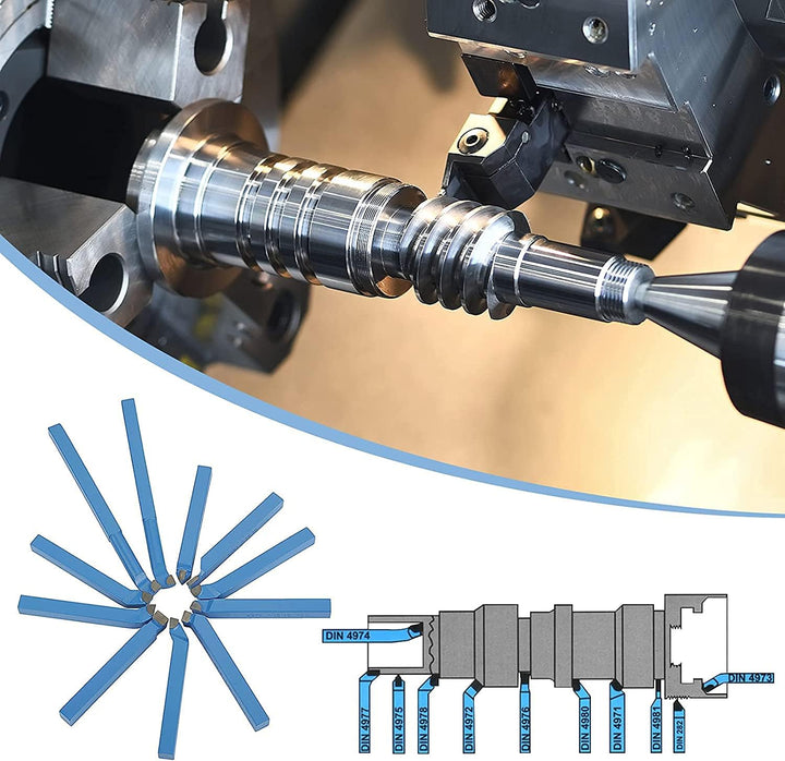 11 Stück Drehstahl mit Wendeplatten, Hartmetall Drehmeissel Satz Drehen Fräsen Schneiden Werkzeug Se