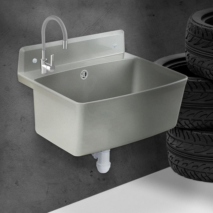 gospo Gartenwaschbecken, 55x42x22.5cm Haushaltsbecken aus hochqualitativem Polystyrol, Ausgussbecken
