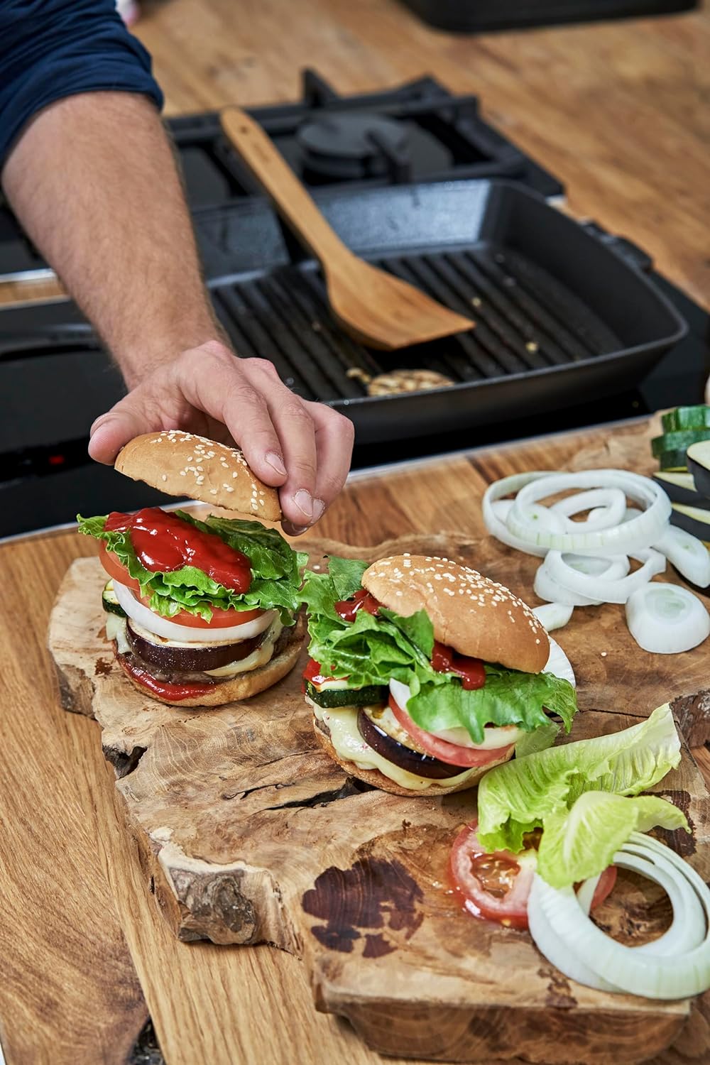 STAUB 1003307 Amerikanische Grillpfanne, Gusseisen, induktionsgeeignet, 30 cm, Schwarz Schwarz 30 cm