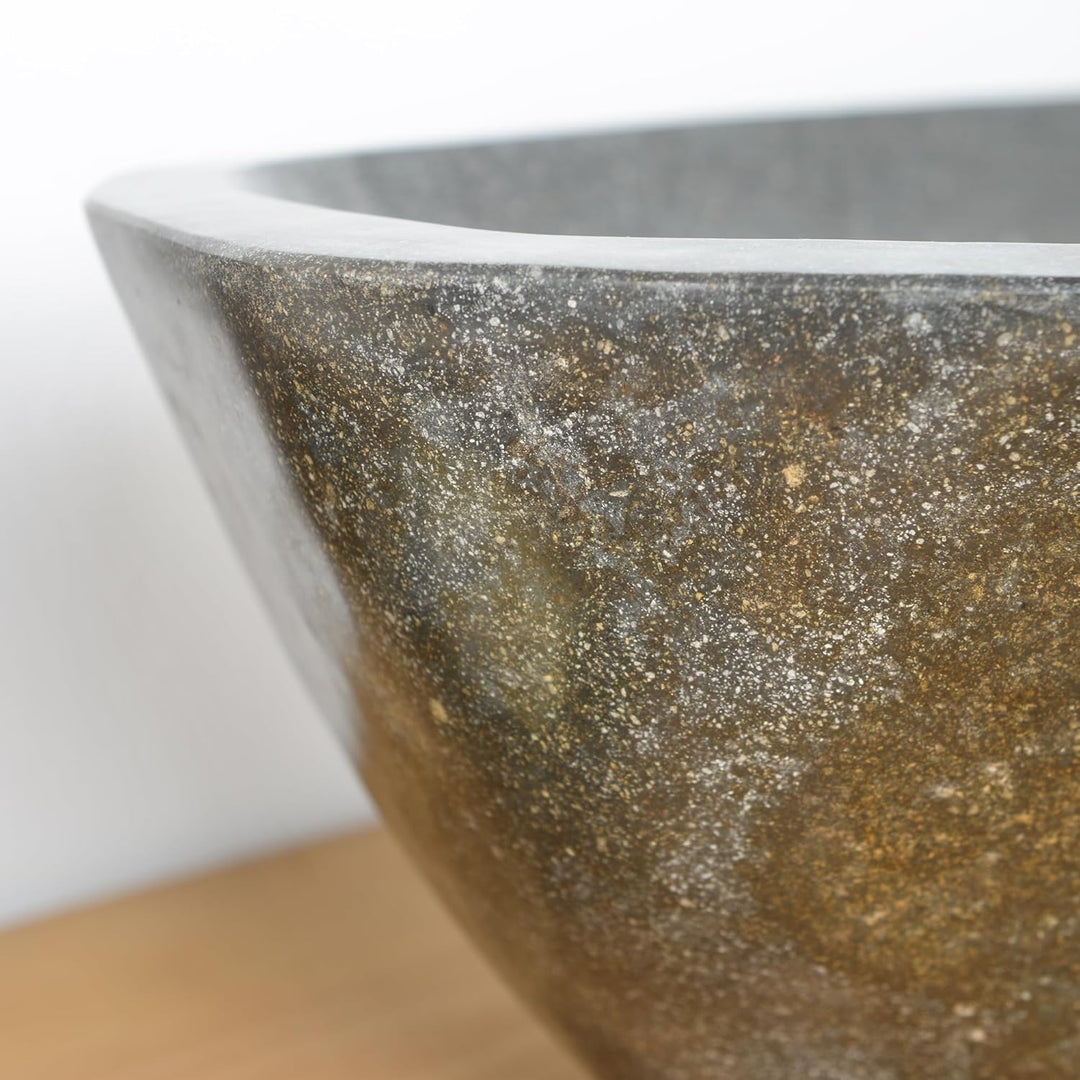 Naturstein Waschbecken grau oval 40 cm von WOHNFREUDEN - Unikat Auswahl rundum polierte Stein Waschs