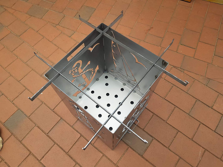 Grillplatte ca. 60 x 60 cm inkl. Halterung für Feuerkörbe aus unserem Sortiment Feuerplatte Grillabe