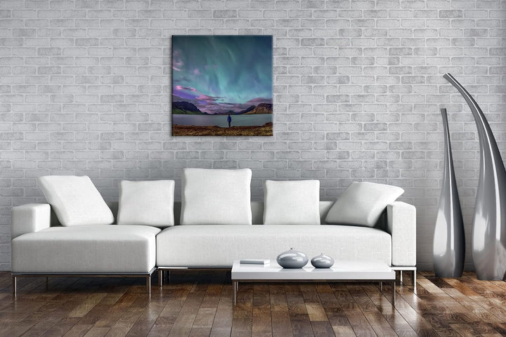 deyoli mystische Nordlichter am Abendhimmel Format: 60x60 als Leinwandbild, Motiv fertig gerahmt auf